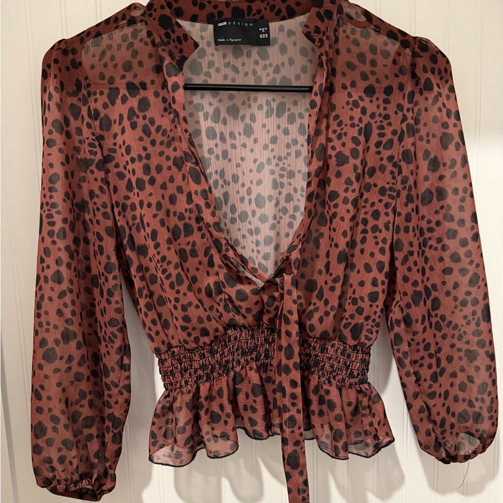 ASOS Brown and Black Animal Print Blouse
